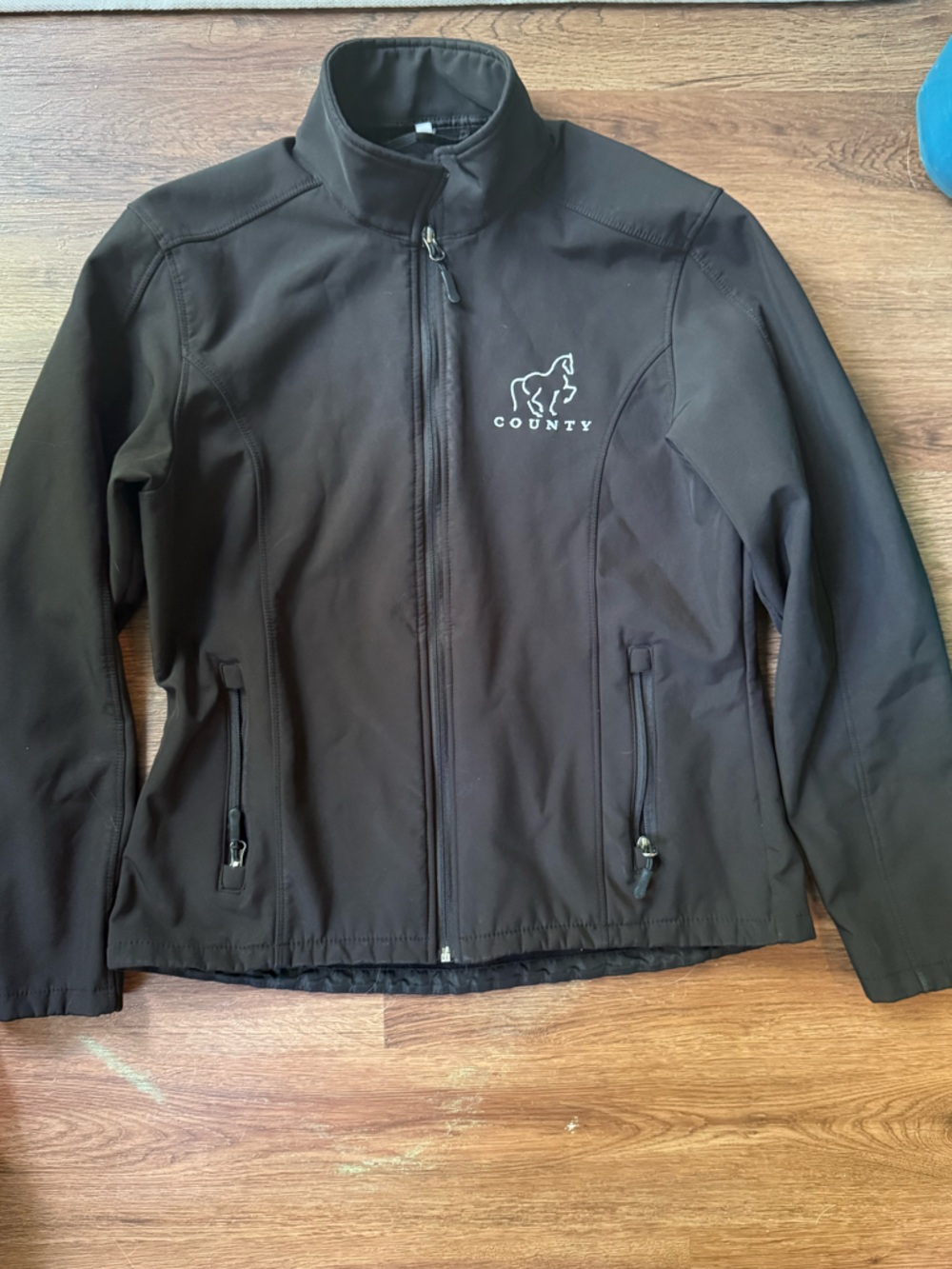 CountySaddlery  Black Softshell Jacket with Horse Logo